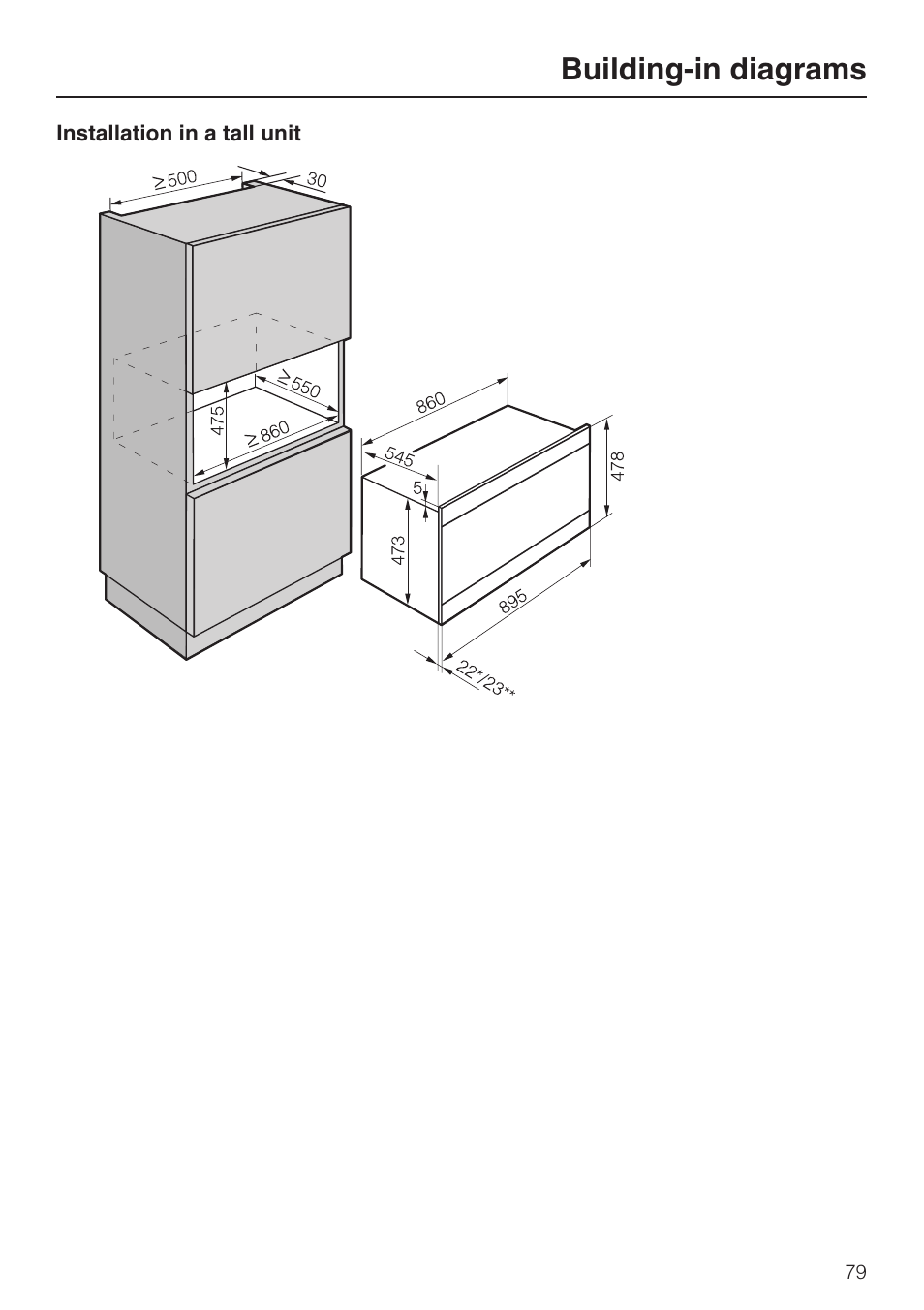 Building-in diagrams | Miele H 5961 B User Manual | Page 79 / 84