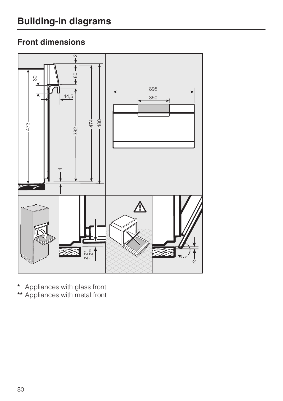 Building-in diagrams | Miele H 5961 B User Manual | Page 80 / 84