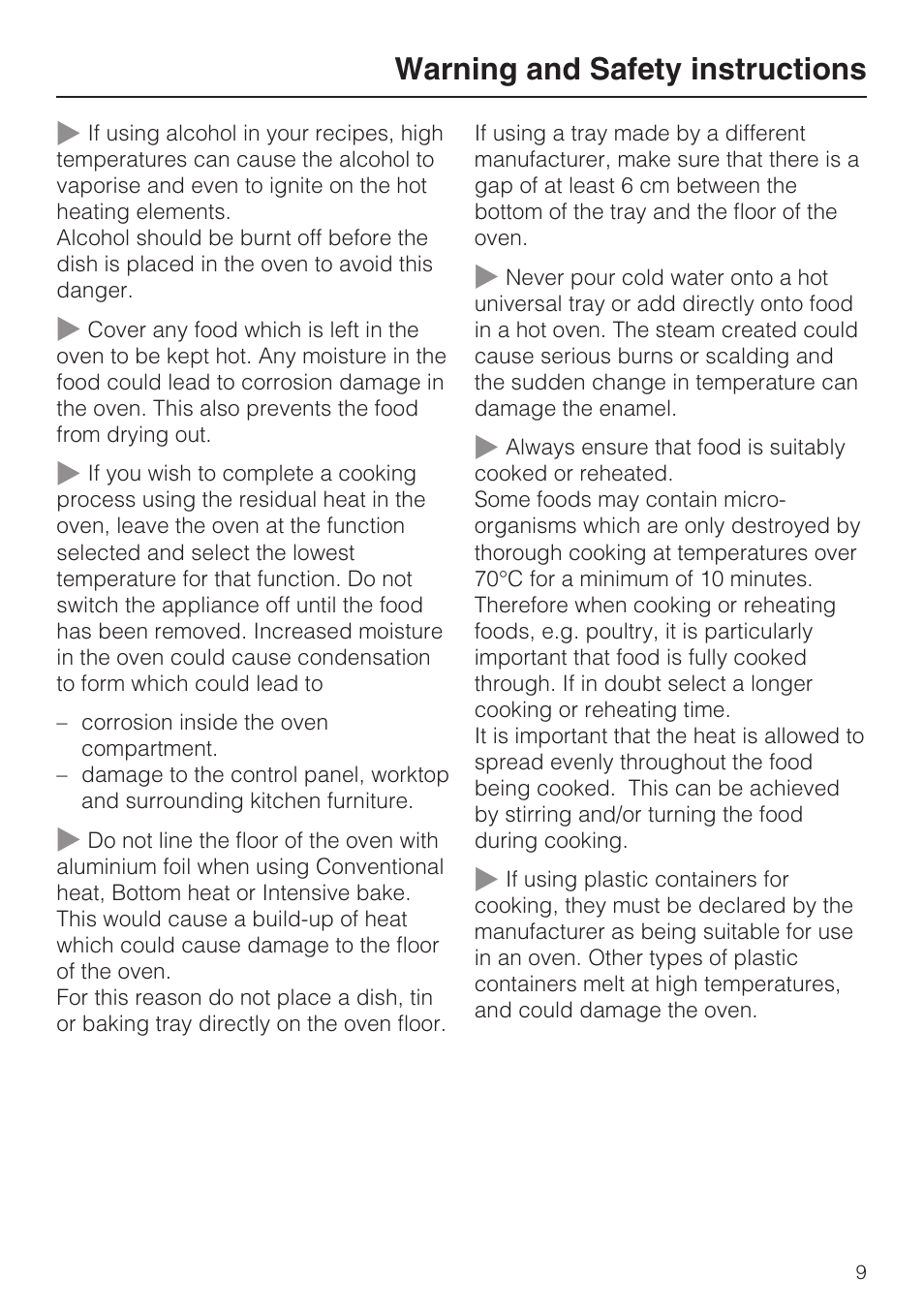 Warning and safety instructions | Miele H 5961 B User Manual | Page 9 / 84
