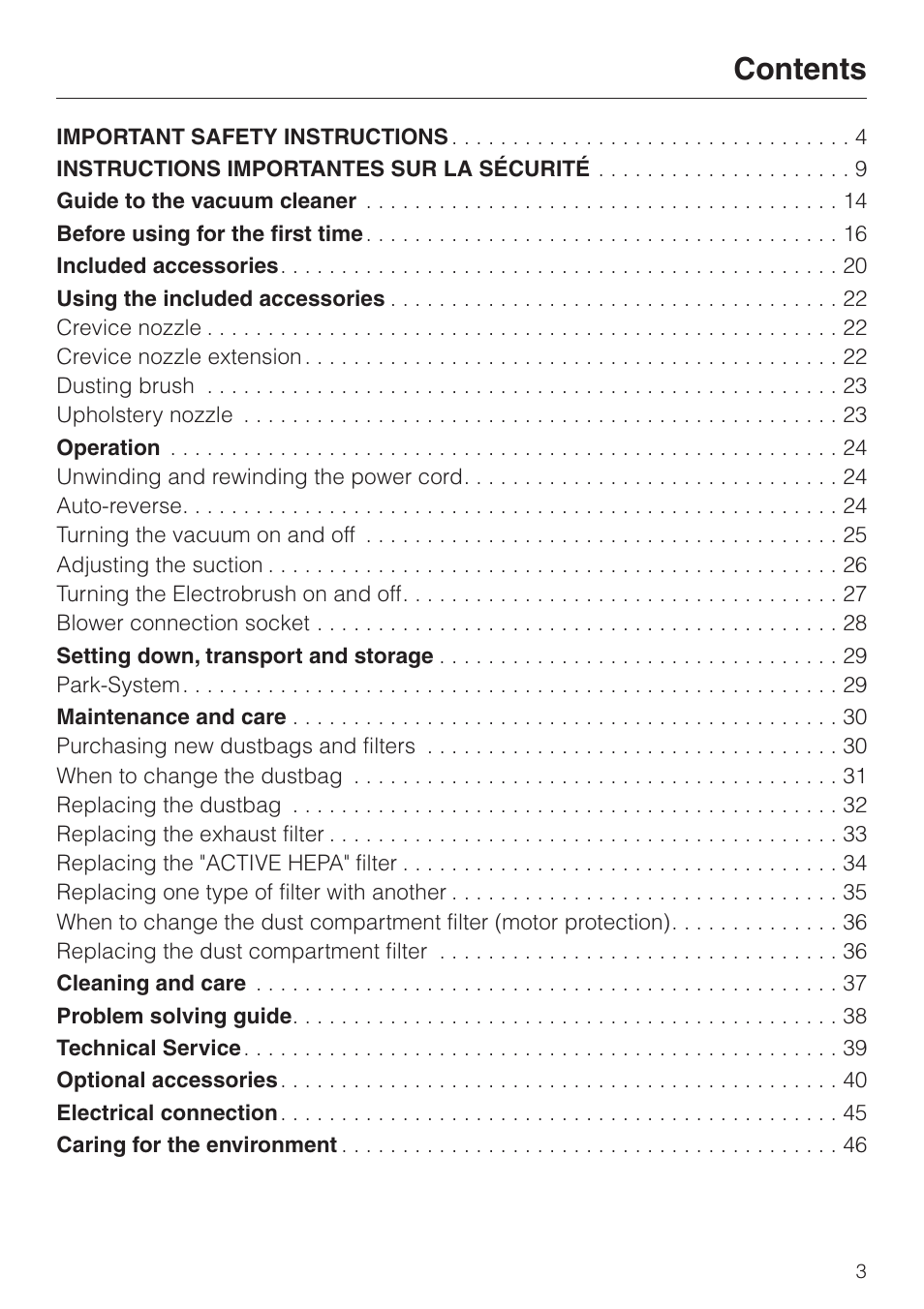 Miele S 658 User Manual | Page 3 / 48