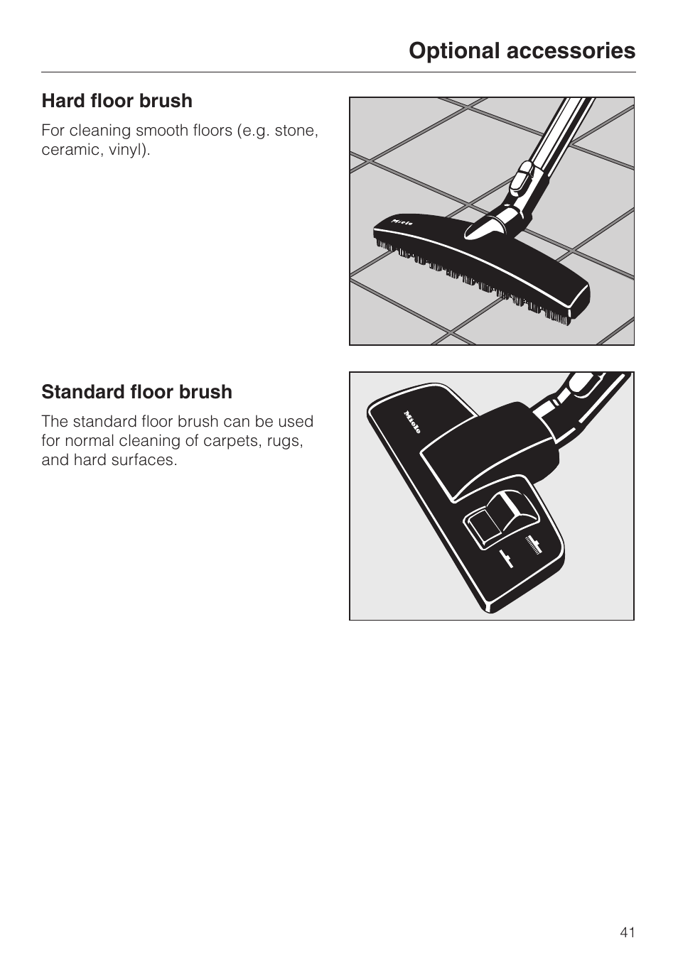 Optional accessories | Miele S 658 User Manual | Page 41 / 48