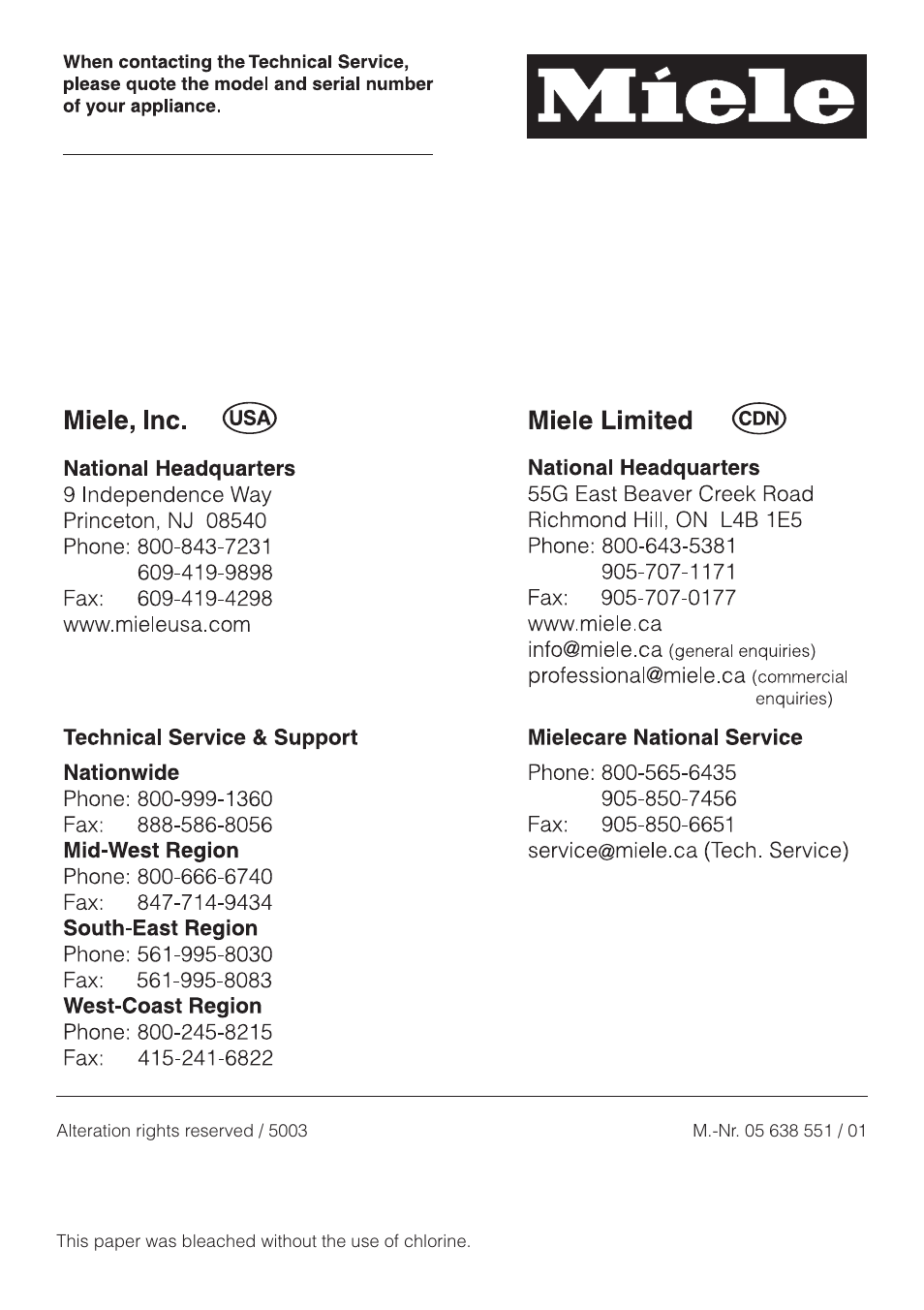 Miele S 658 User Manual | Page 48 / 48