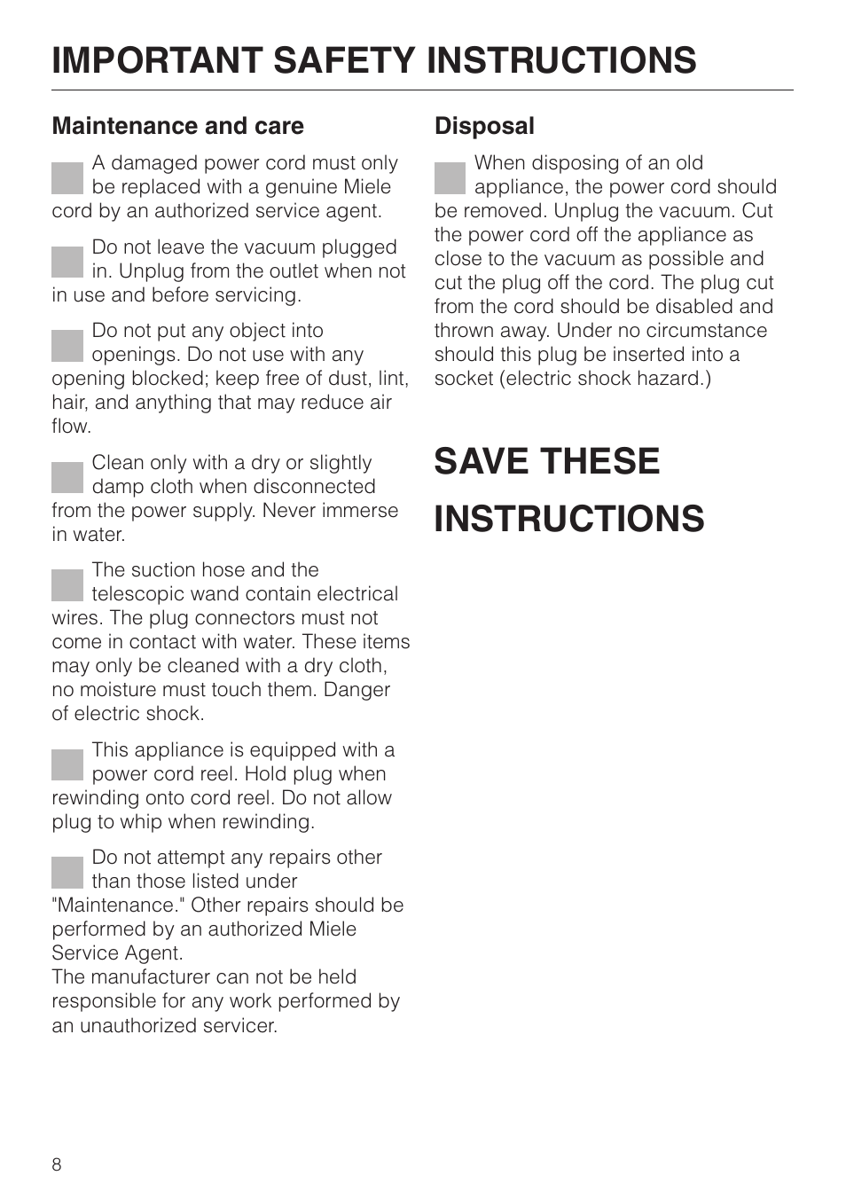Miele S 658 User Manual | Page 8 / 48