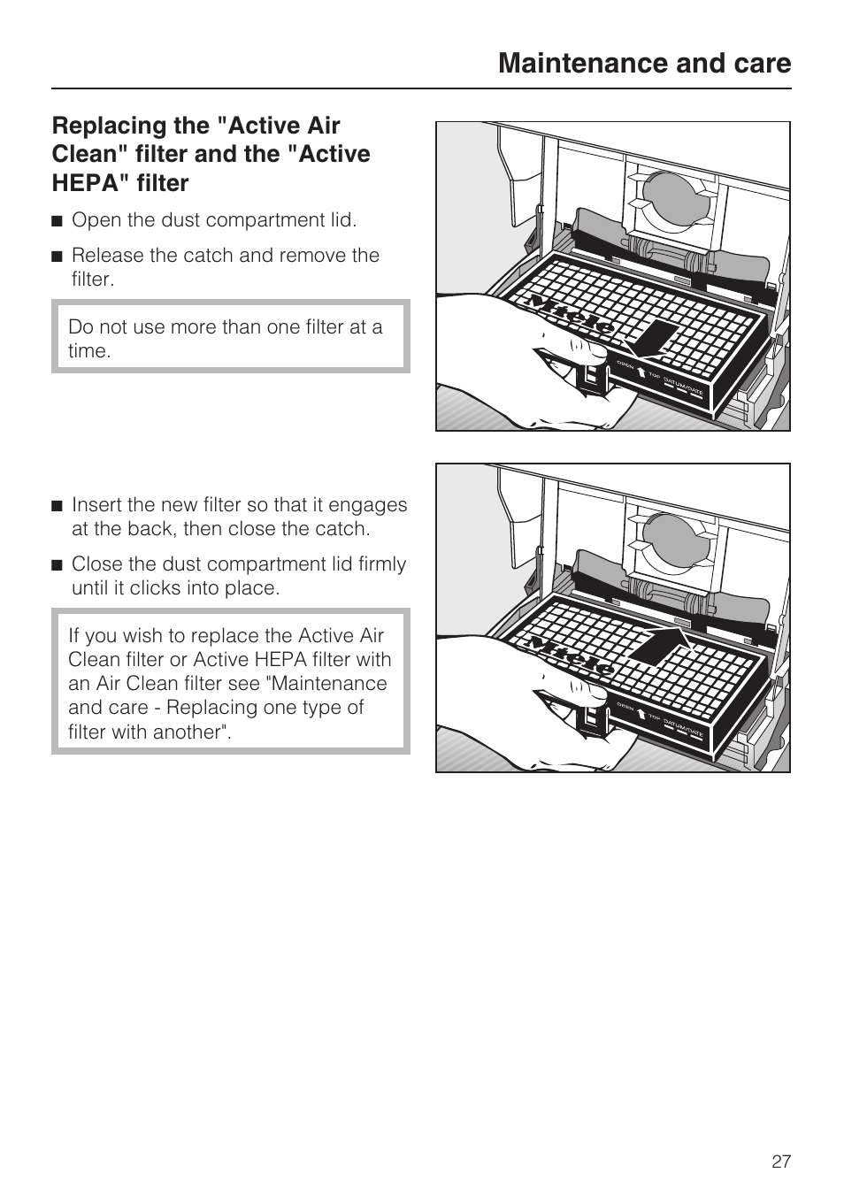 Maintenance and care | Miele S 700 User Manual | Page 27 / 44