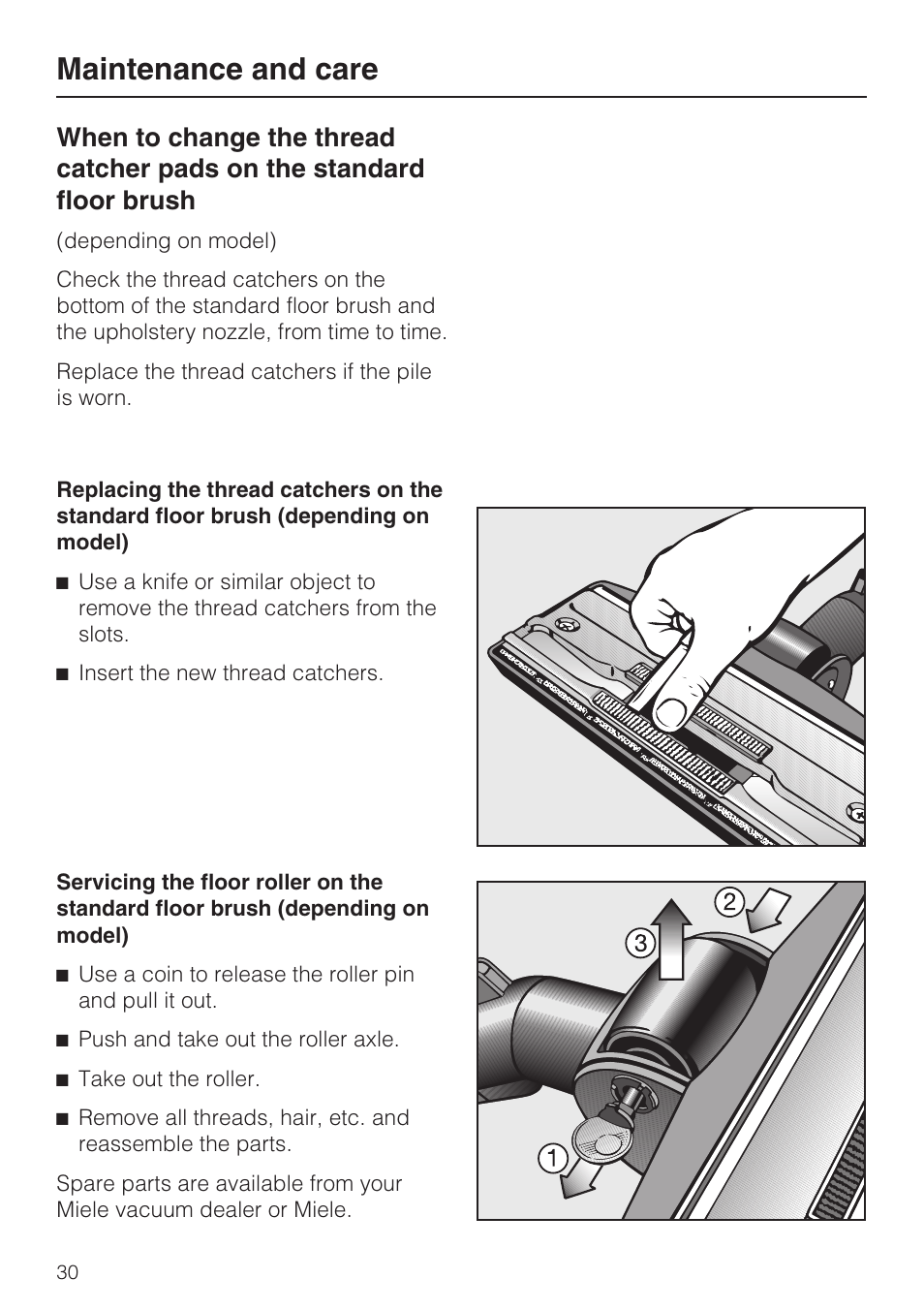 Maintenance and care | Miele S 700 User Manual | Page 30 / 44