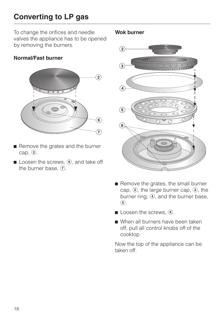 Converting to lp gas, Bf g | Miele KM 344 User Manual | Page 18 / 24
