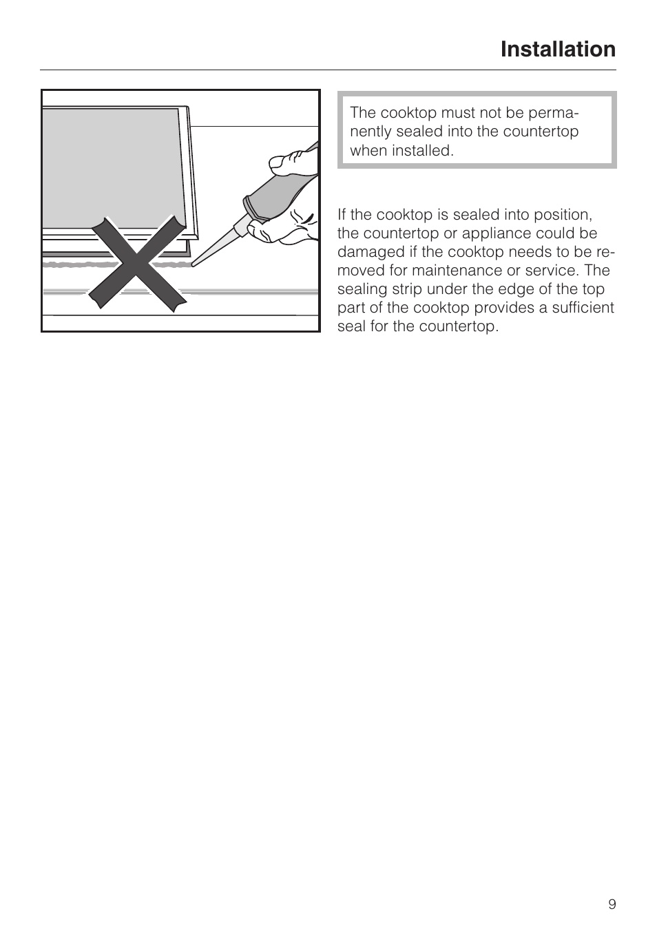 Installation | Miele KM 344 User Manual | Page 9 / 24
