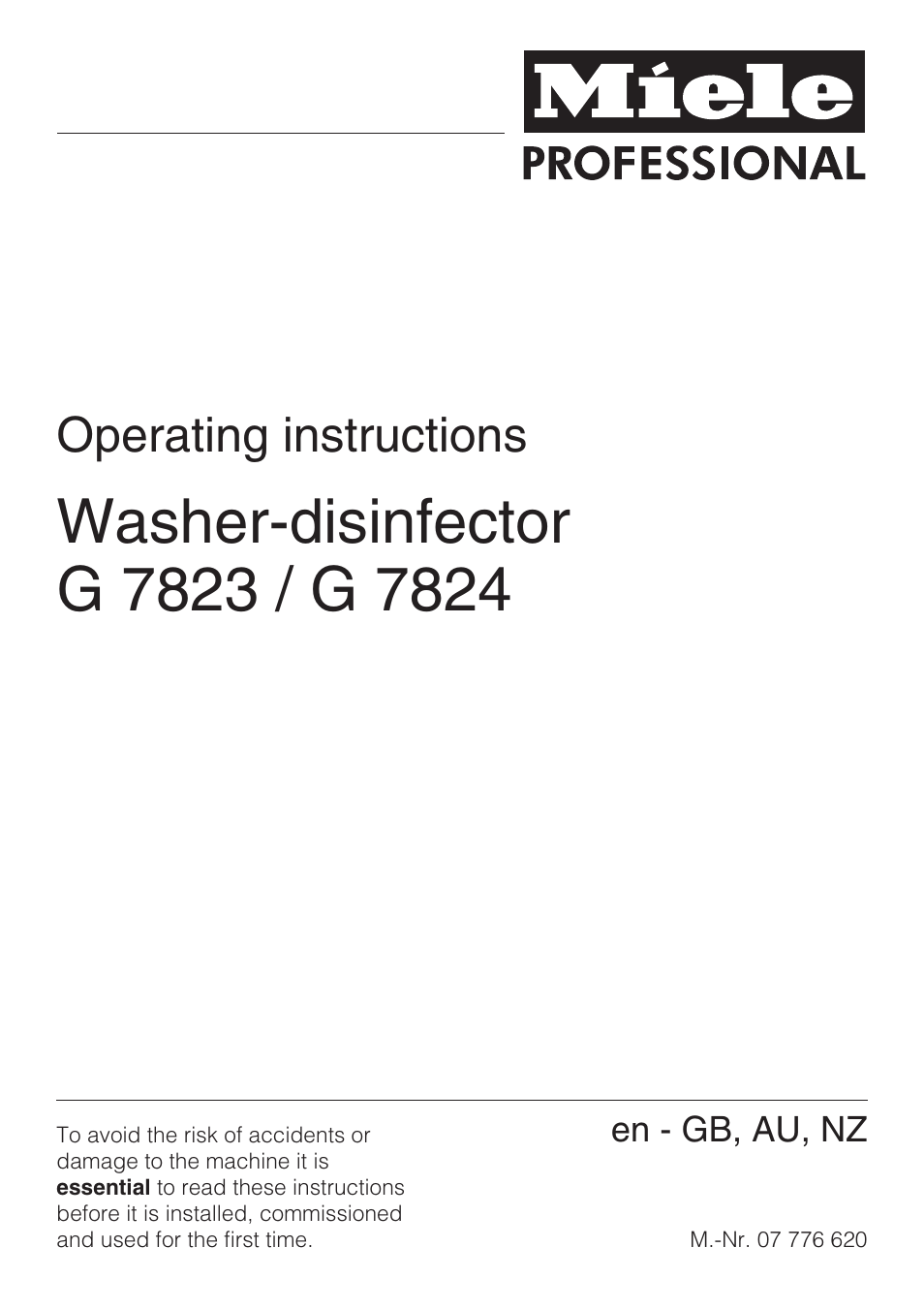 Miele G 7823 User Manual | 68 pages