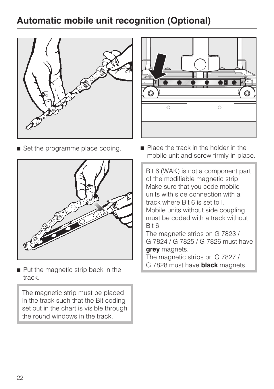 Automatic mobile unit recognition (optional) | Miele G 7823 User Manual | Page 22 / 68