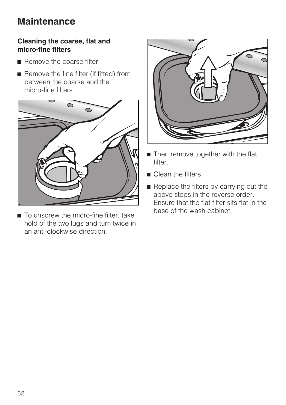 Maintenance | Miele G 7823 User Manual | Page 52 / 68