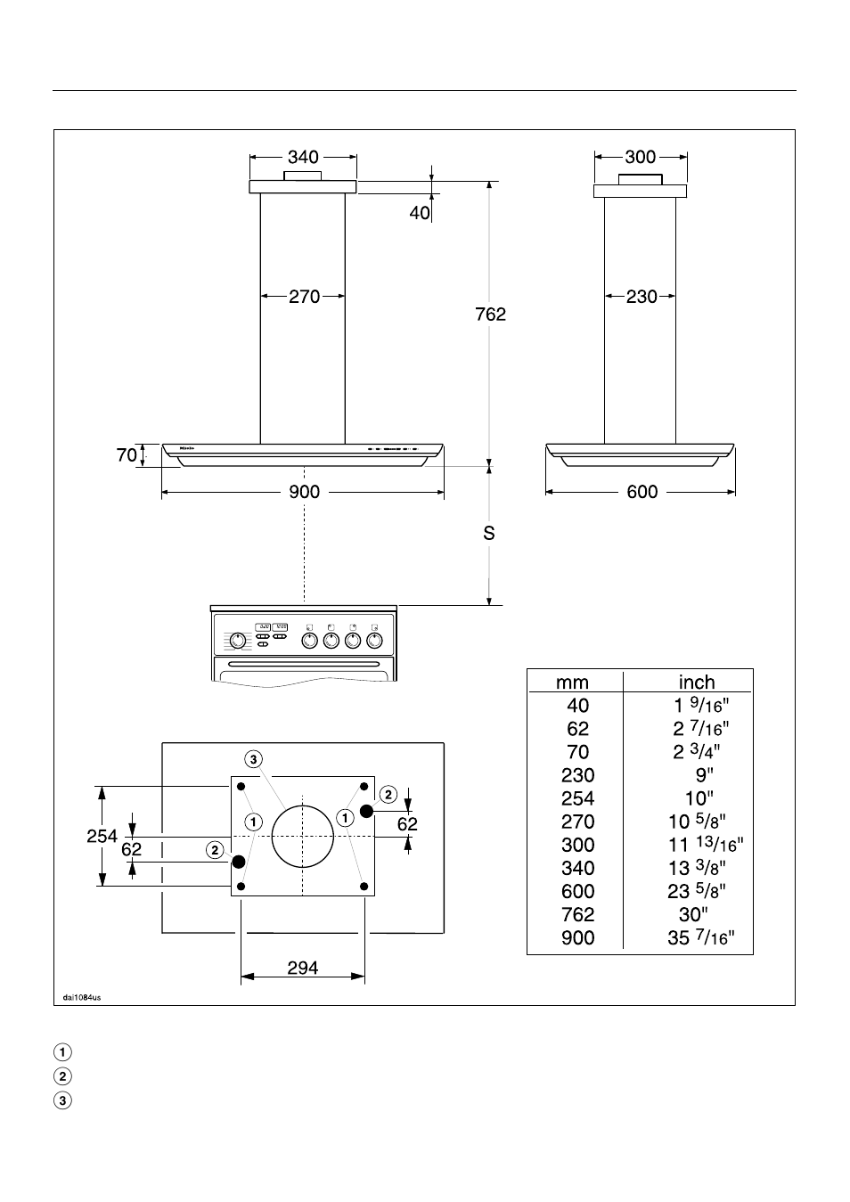 Appliance dimensions 26, Appliance dimensions | Miele DA270 User Manual | Page 26 / 36