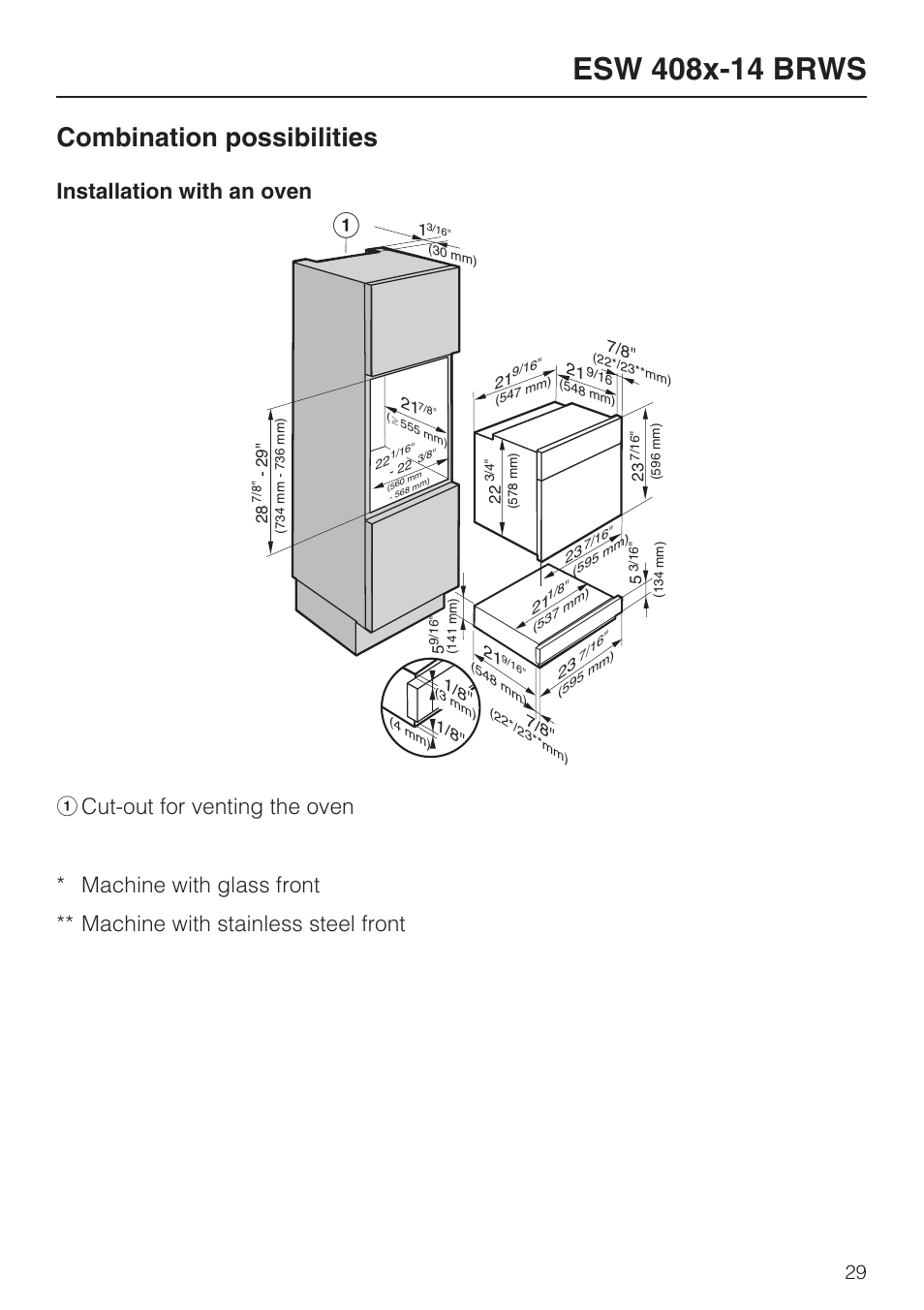 Esw 408x-14 brws 29, Combination possibilities | Miele ESW 408X-14 User Manual | Page 29 / 44