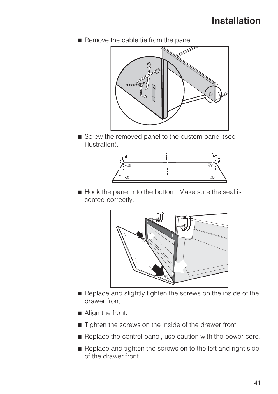 Installation | Miele ESW 408X-14 User Manual | Page 41 / 44