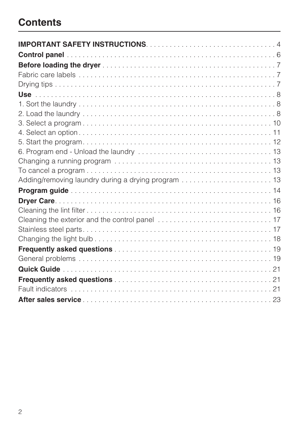 Miele TOUCHTRONIC T 9802 User Manual | Page 2 / 44