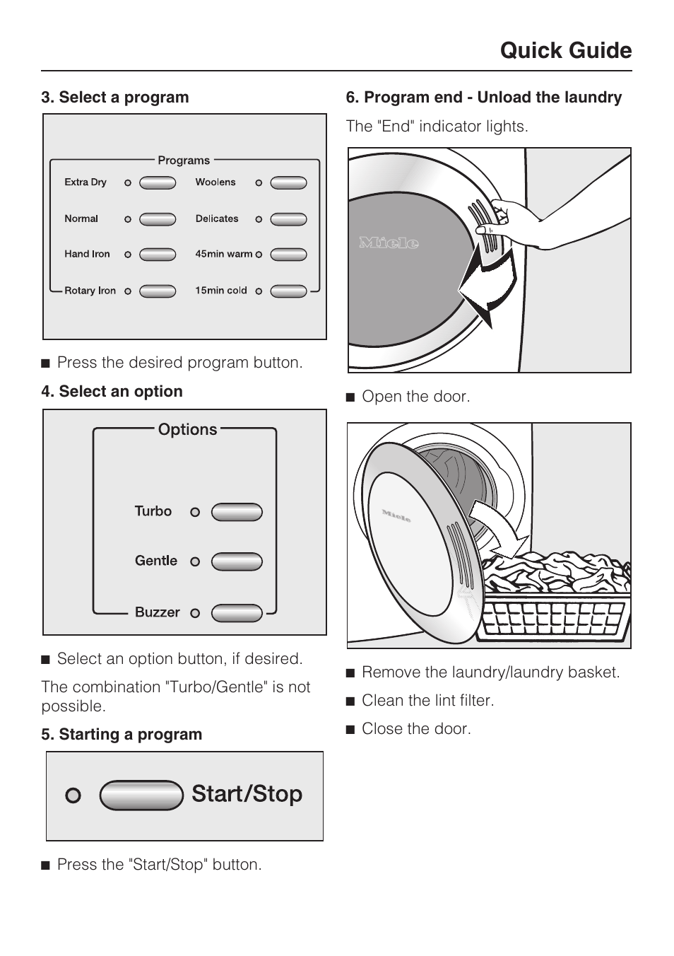 Quick guide | Miele TOUCHTRONIC T 9802 User Manual | Page 23 / 44