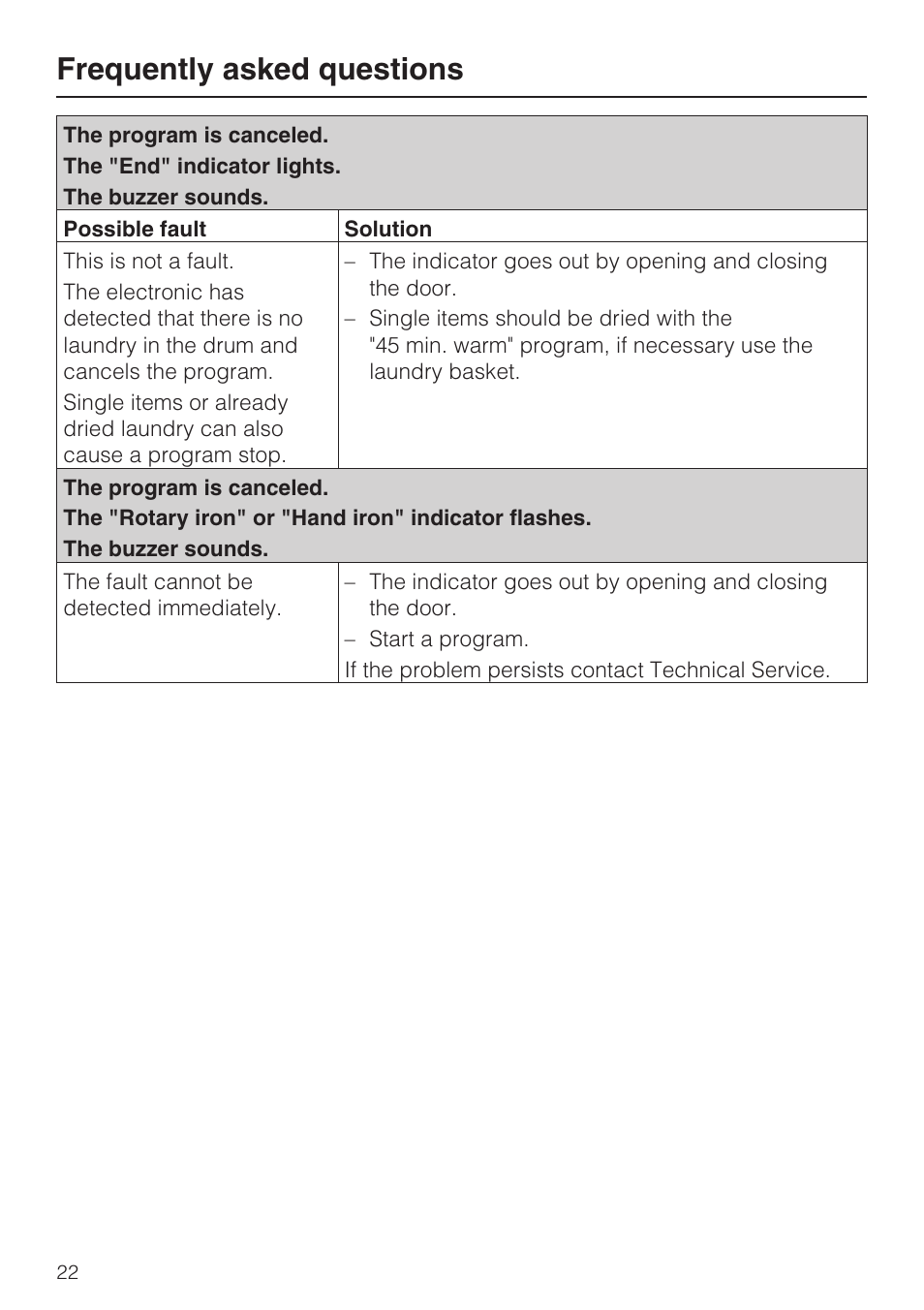 Frequently asked questions | Miele TOUCHTRONIC T 9802 User Manual | Page 26 / 44
