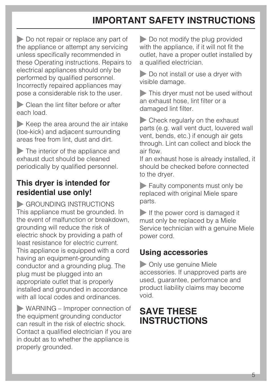 Miele TOUCHTRONIC T 9802 User Manual | Page 5 / 44