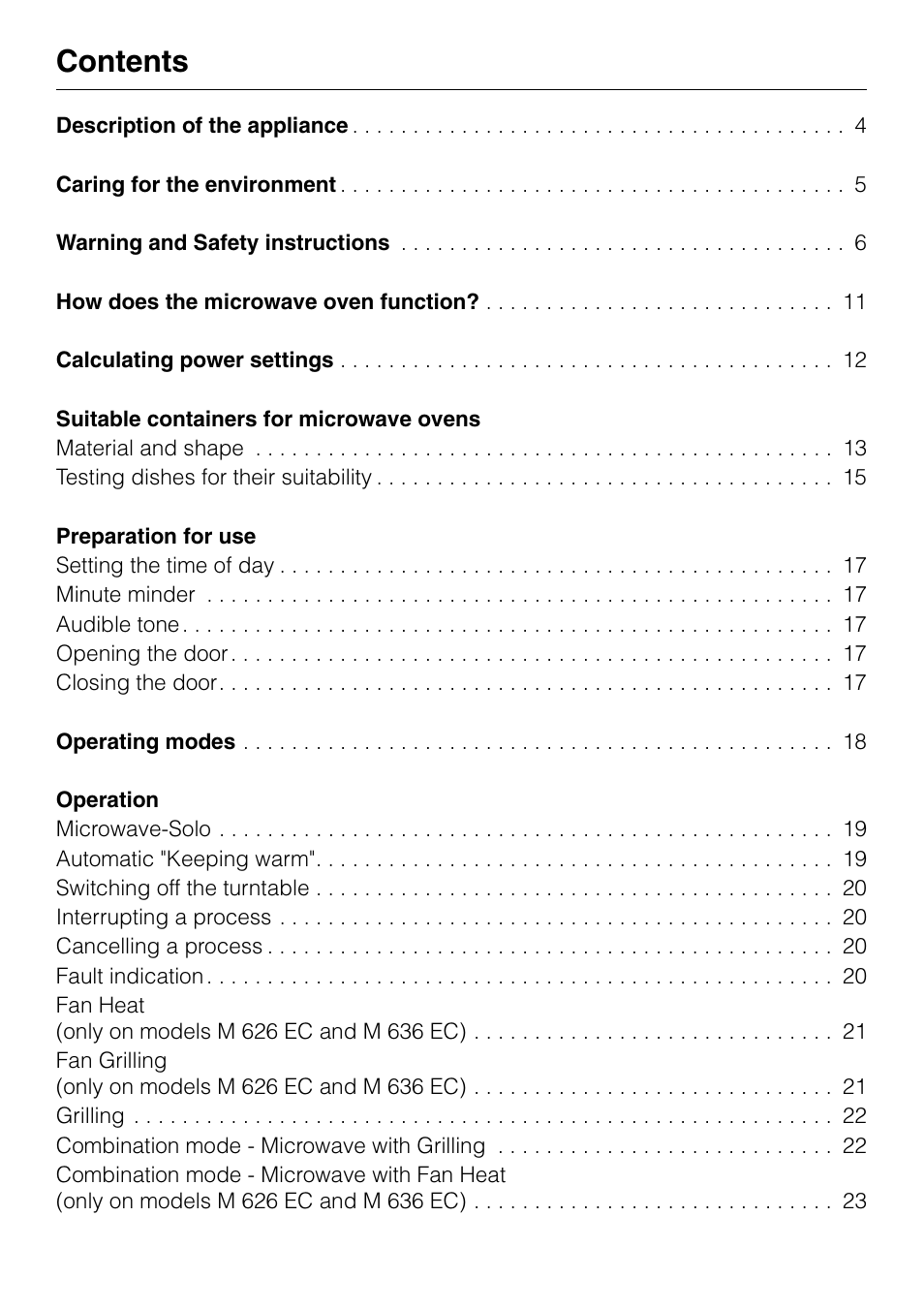 Miele M 636 EG User Manual | Page 2 / 44