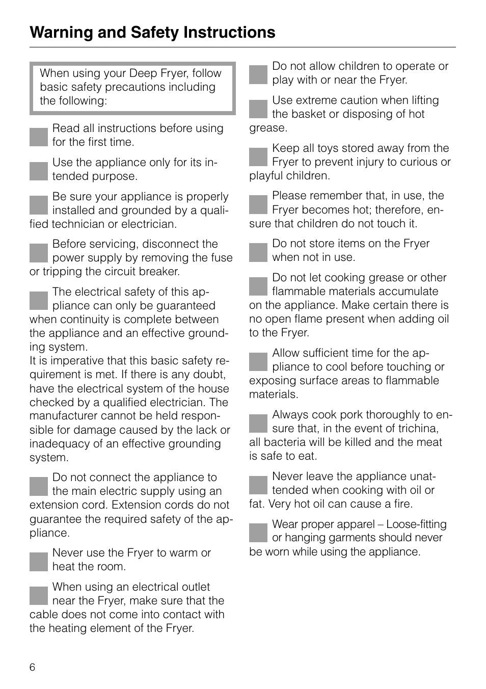 Warning and safety instructions | Miele KM89-2 User Manual | Page 6 / 20