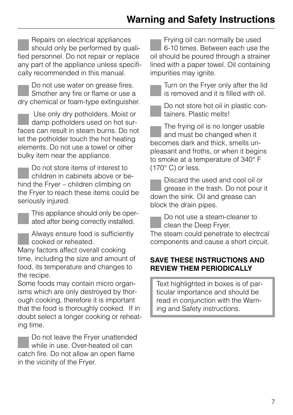Warning and safety instructions | Miele KM89-2 User Manual | Page 7 / 20