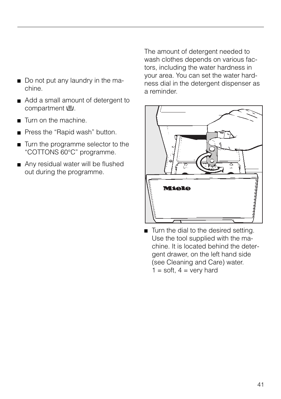 Installation instructions, Water hardness reminder | Miele NOVOTRONIC W 1926 User Manual | Page 41 / 48