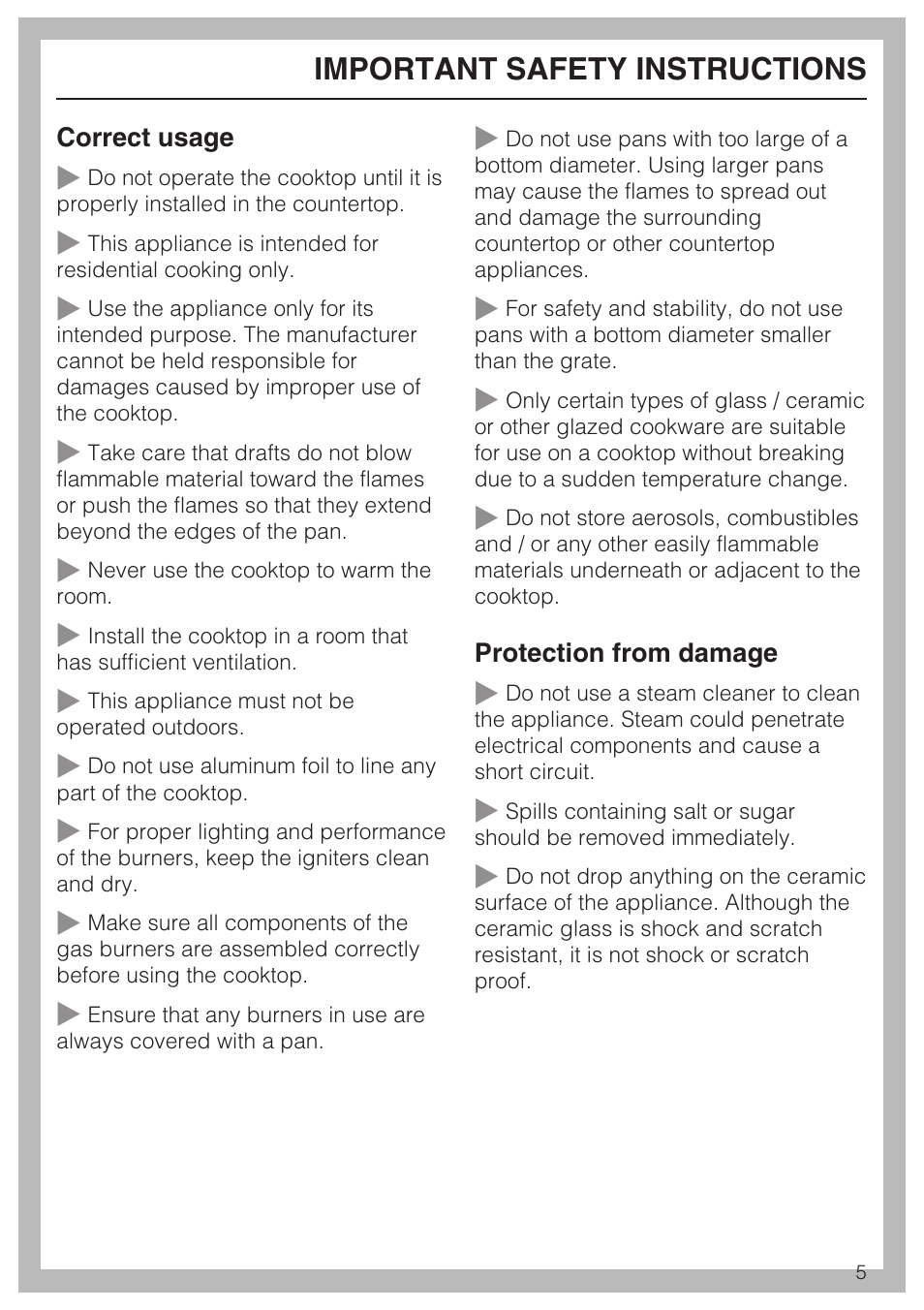 Important safety instructions | Miele KM 320 User Manual | Page 5 / 20