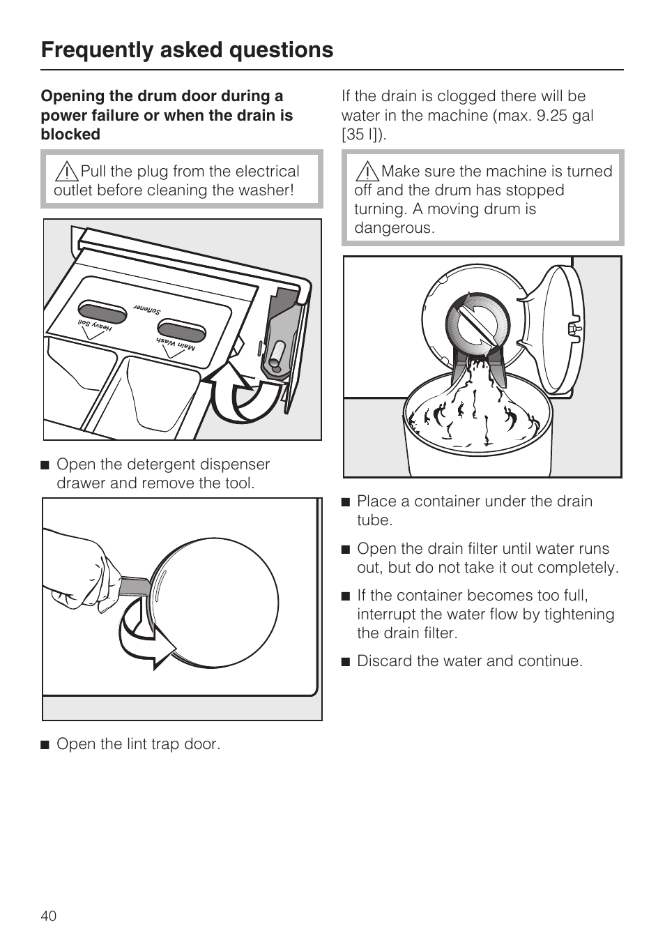 Frequently asked questions | Miele TOUCHTRONIC W 4842 User Manual | Page 44 / 60