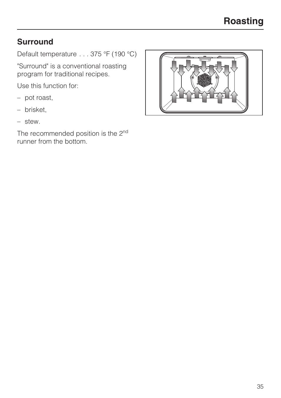 Roasting, Surround | Miele H4742BP User Manual | Page 35 / 64