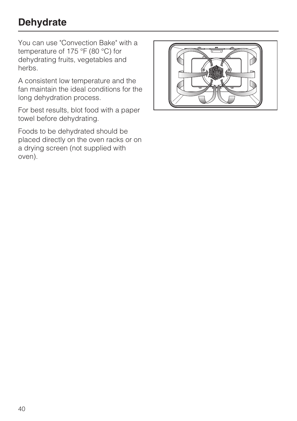 Dehydrate 40, Dehydrate | Miele H4742BP User Manual | Page 40 / 64