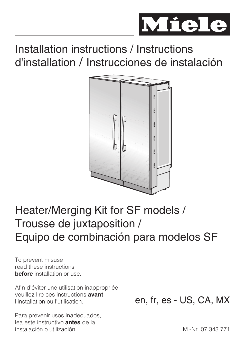 Miele 07 343 771 User Manual | 24 pages