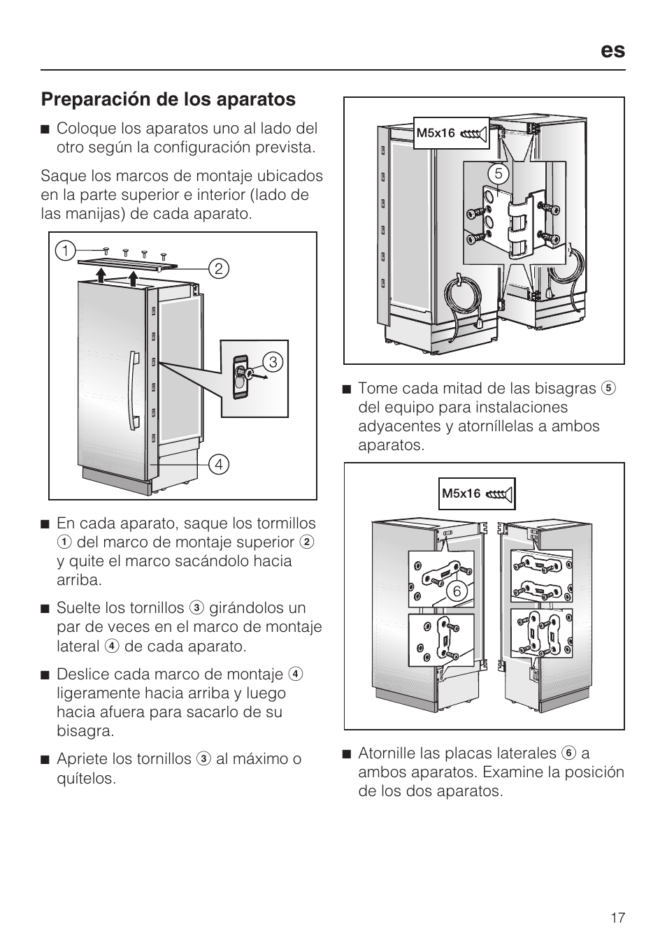 Preparación de los aparatos 17, Preparación de los aparatos | Miele 07 343 771 User Manual | Page 17 / 24