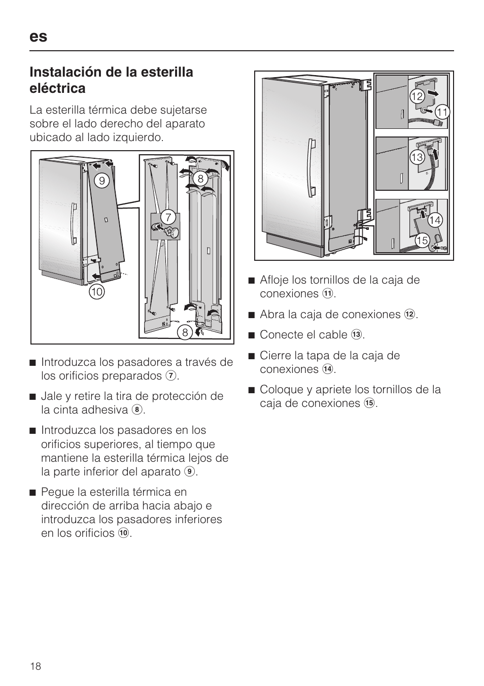 Instalación de la esterilla eléctrica 18, Instalación de la esterilla eléctrica | Miele 07 343 771 User Manual | Page 18 / 24