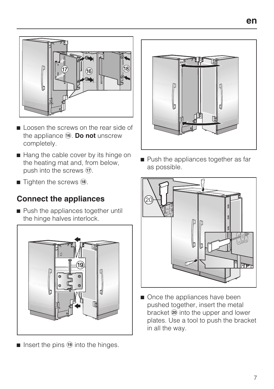 Connect the appliances 7, Connect the appliances | Miele 07 343 771 User Manual | Page 7 / 24