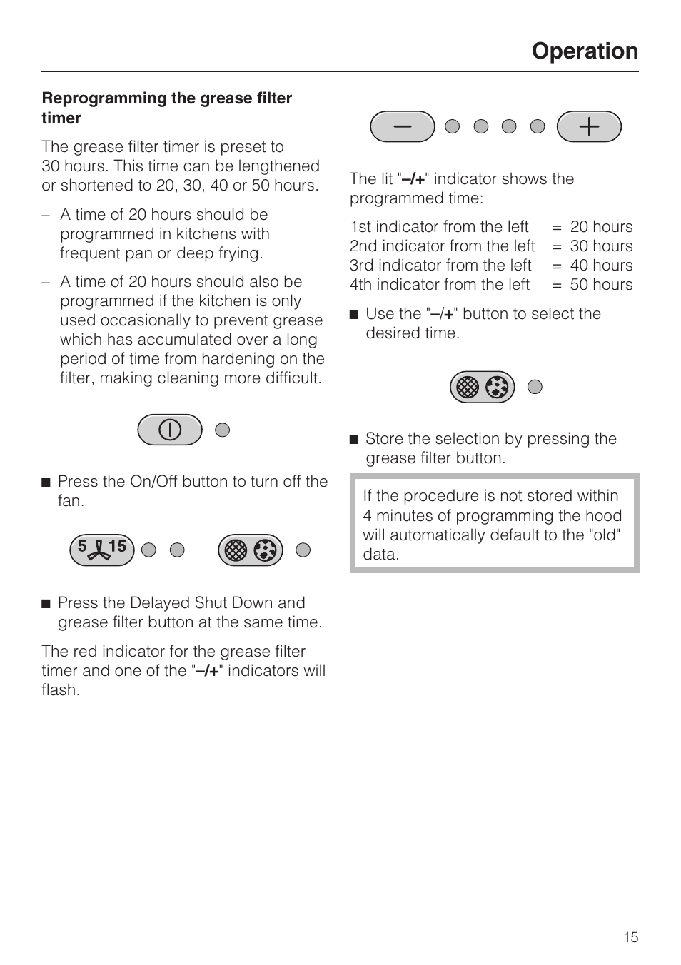 Operation | Miele DA 5100 D User Manual | Page 15 / 36