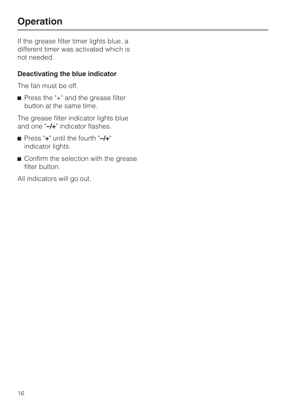 Operation | Miele DA 5100 D User Manual | Page 16 / 36