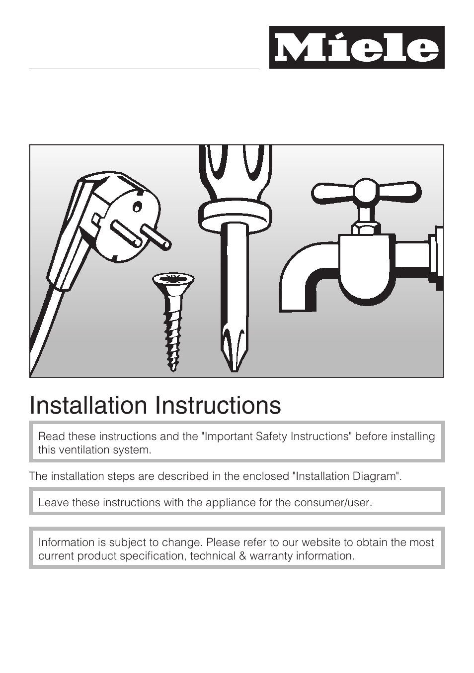 Installation instructions 23, Installation instructions | Miele DA 5100 D User Manual | Page 23 / 36