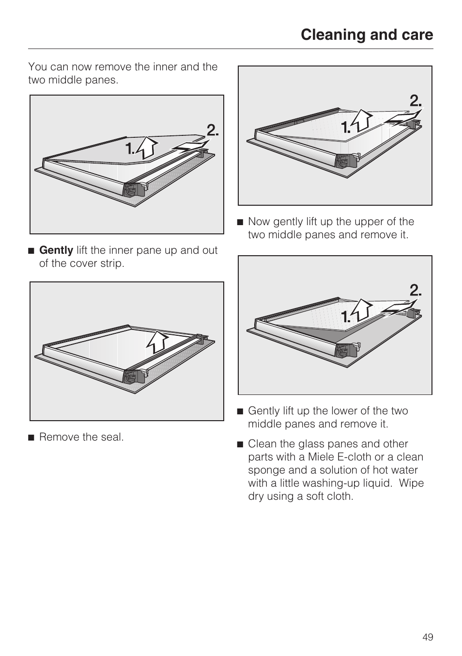 Cleaning and care | Miele H 5460-BP User Manual | Page 49 / 64