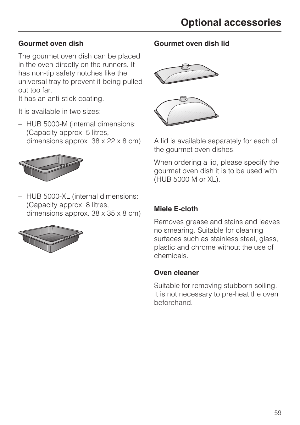 Optional accessories | Miele H 5460-BP User Manual | Page 59 / 64