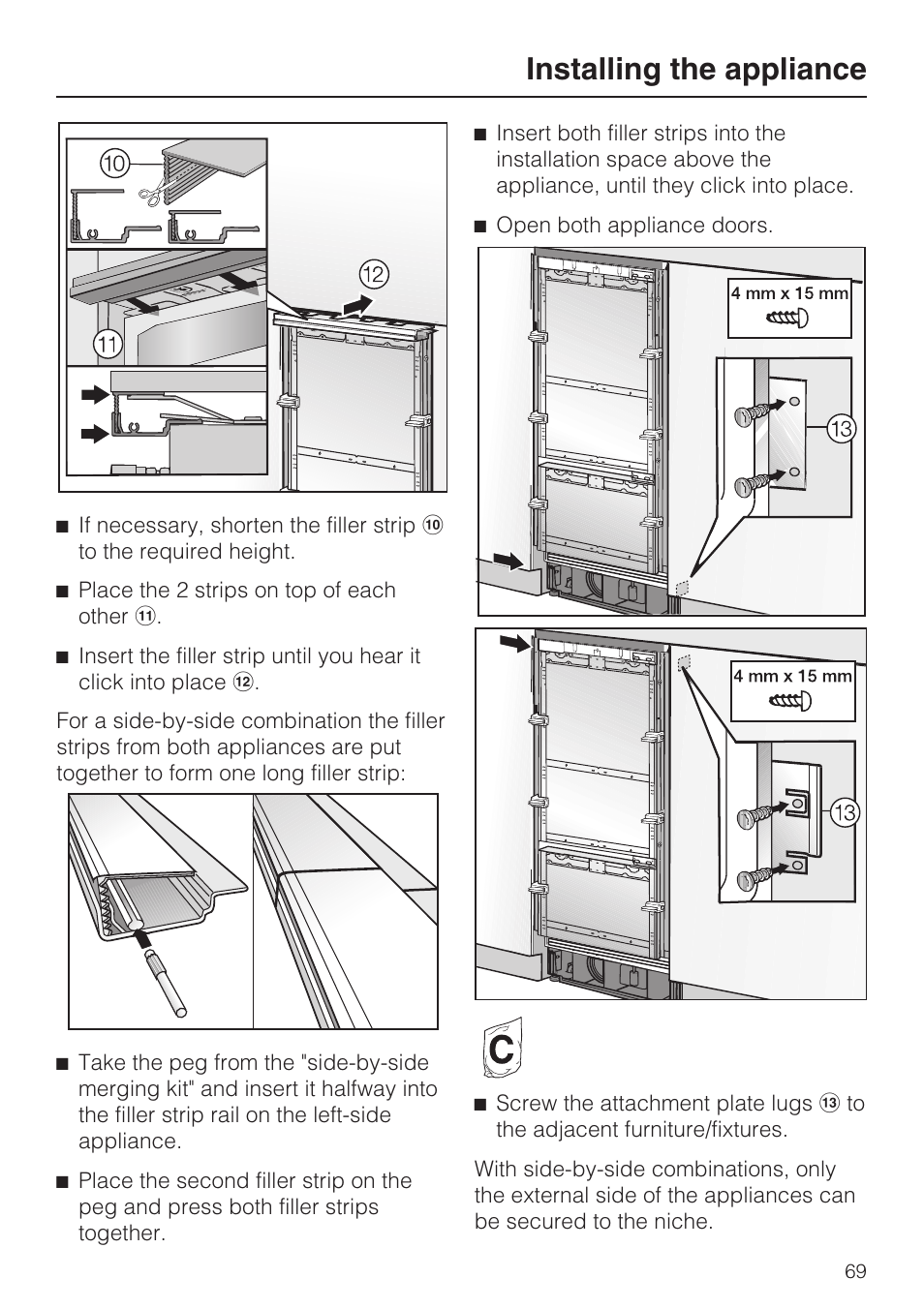 Installing the appliance | Miele KF1911VI User Manual | Page 69 / 84