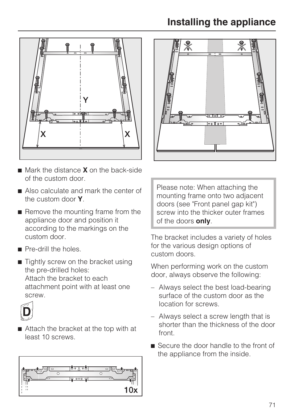 Installing the appliance | Miele KF1911VI User Manual | Page 71 / 84
