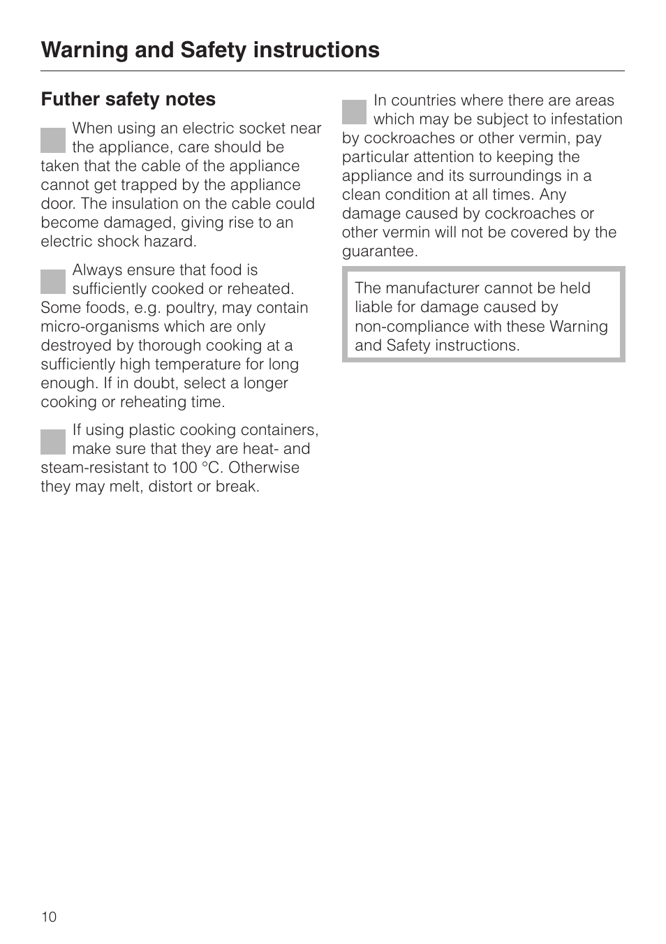 Warning and safety instructions | Miele DG4080 User Manual | Page 10 / 60