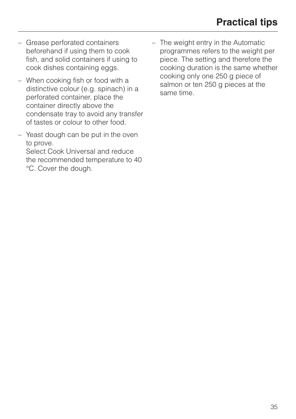 Practical tips | Miele DG4080 User Manual | Page 35 / 60