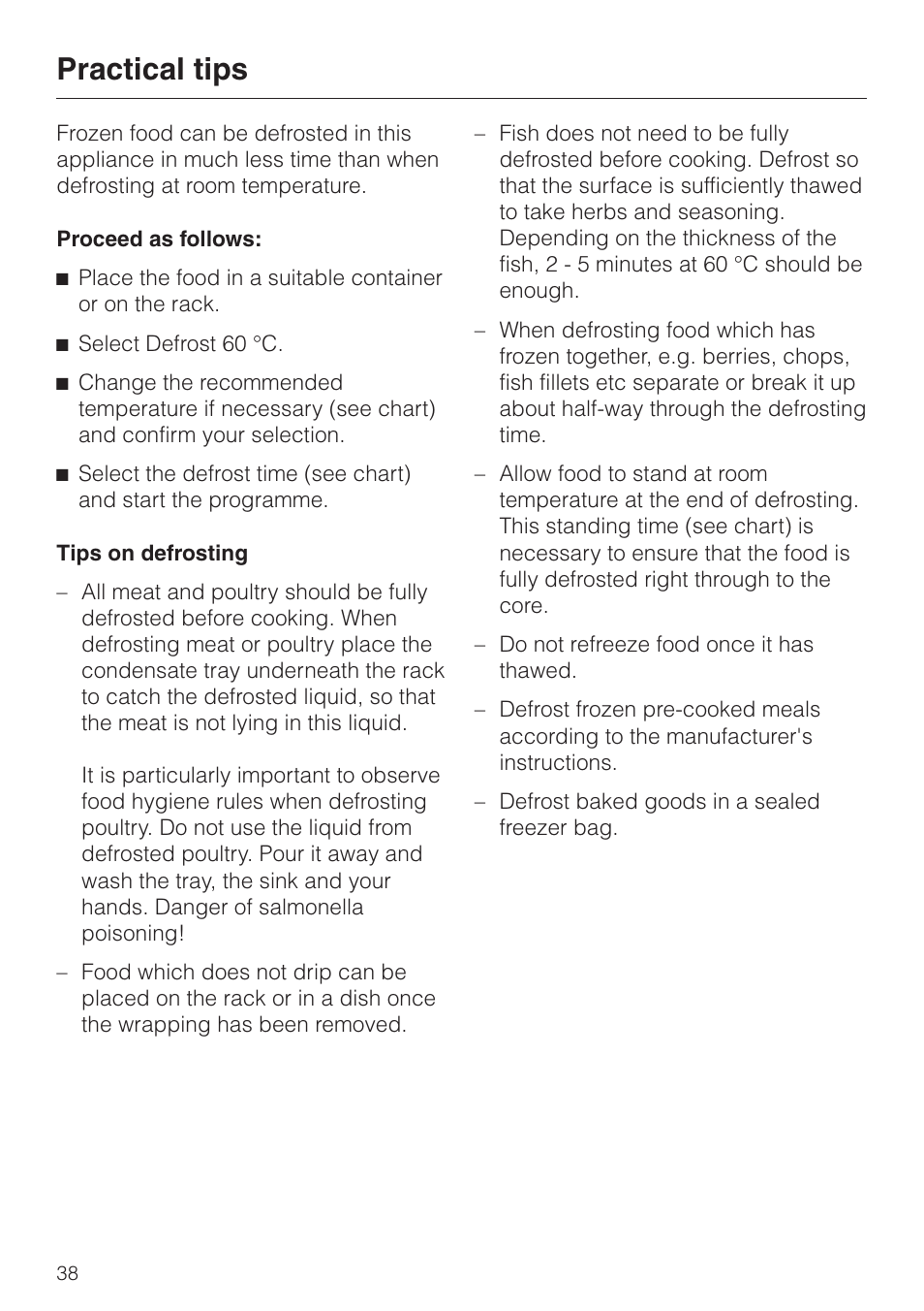 Practical tips | Miele DG4080 User Manual | Page 38 / 60