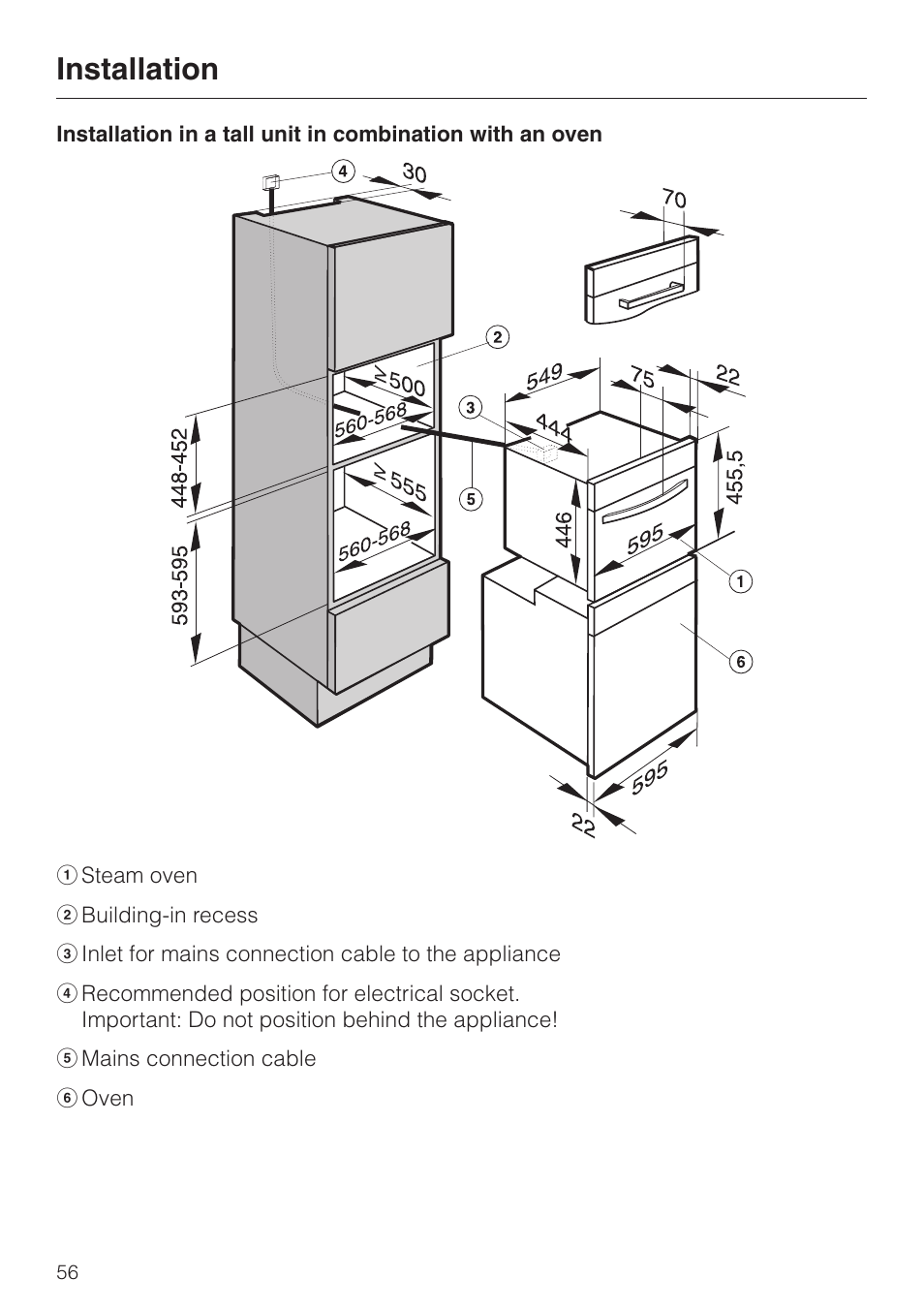 Installation | Miele DG4080 User Manual | Page 56 / 60