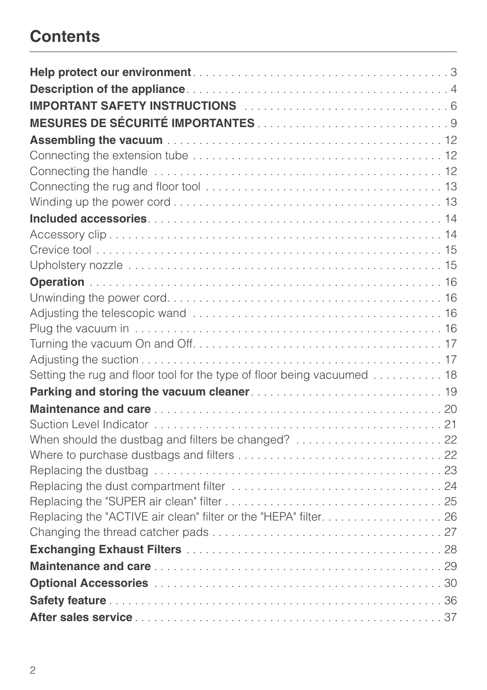 Miele S140 User Manual | Page 2 / 40