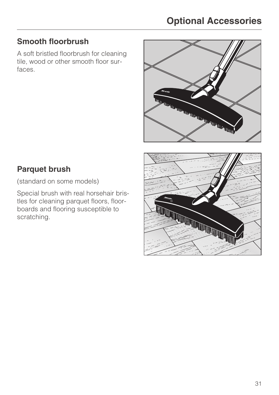 Optional accessories | Miele S140 User Manual | Page 31 / 40