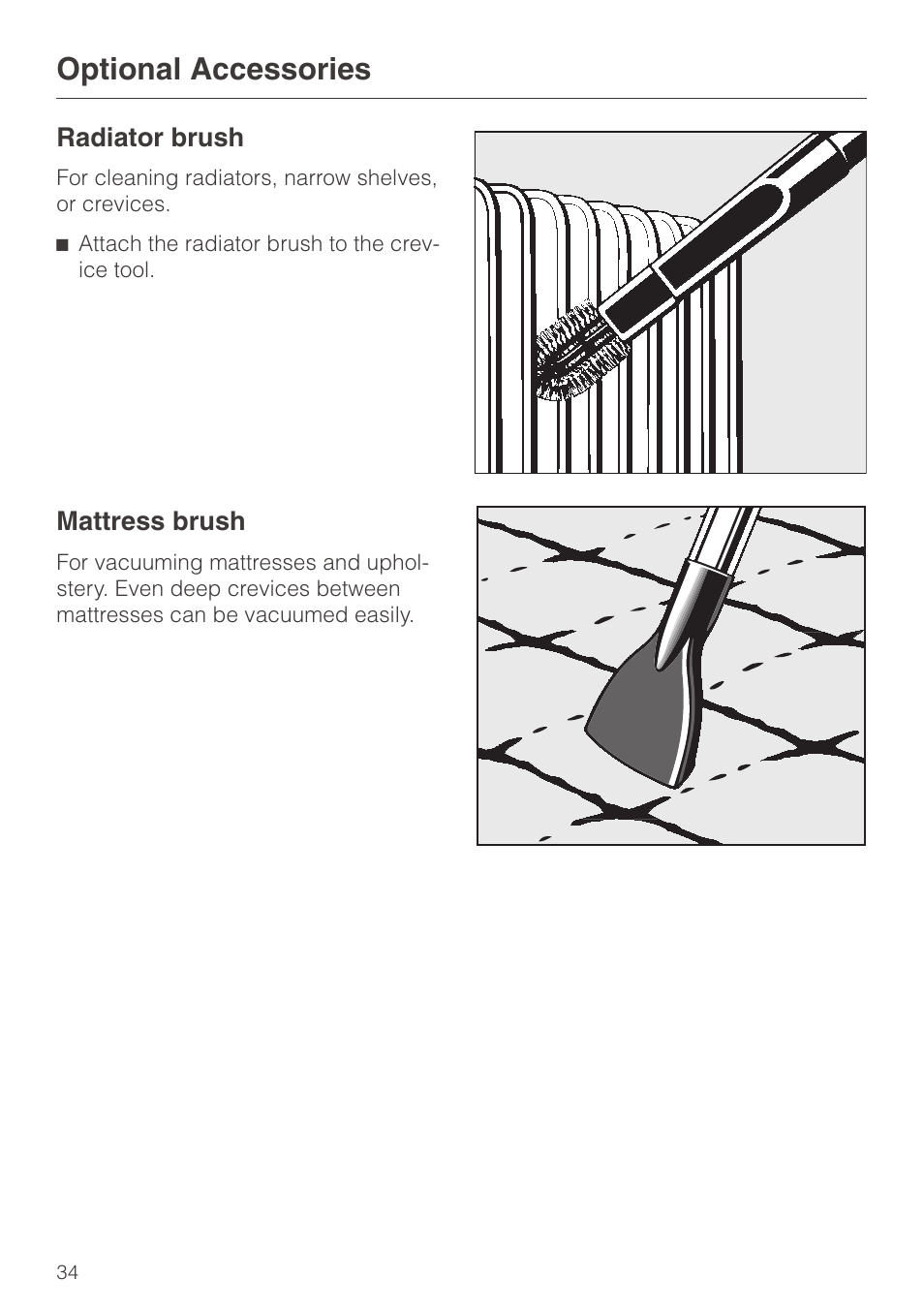 Optional accessories | Miele S140 User Manual | Page 34 / 40