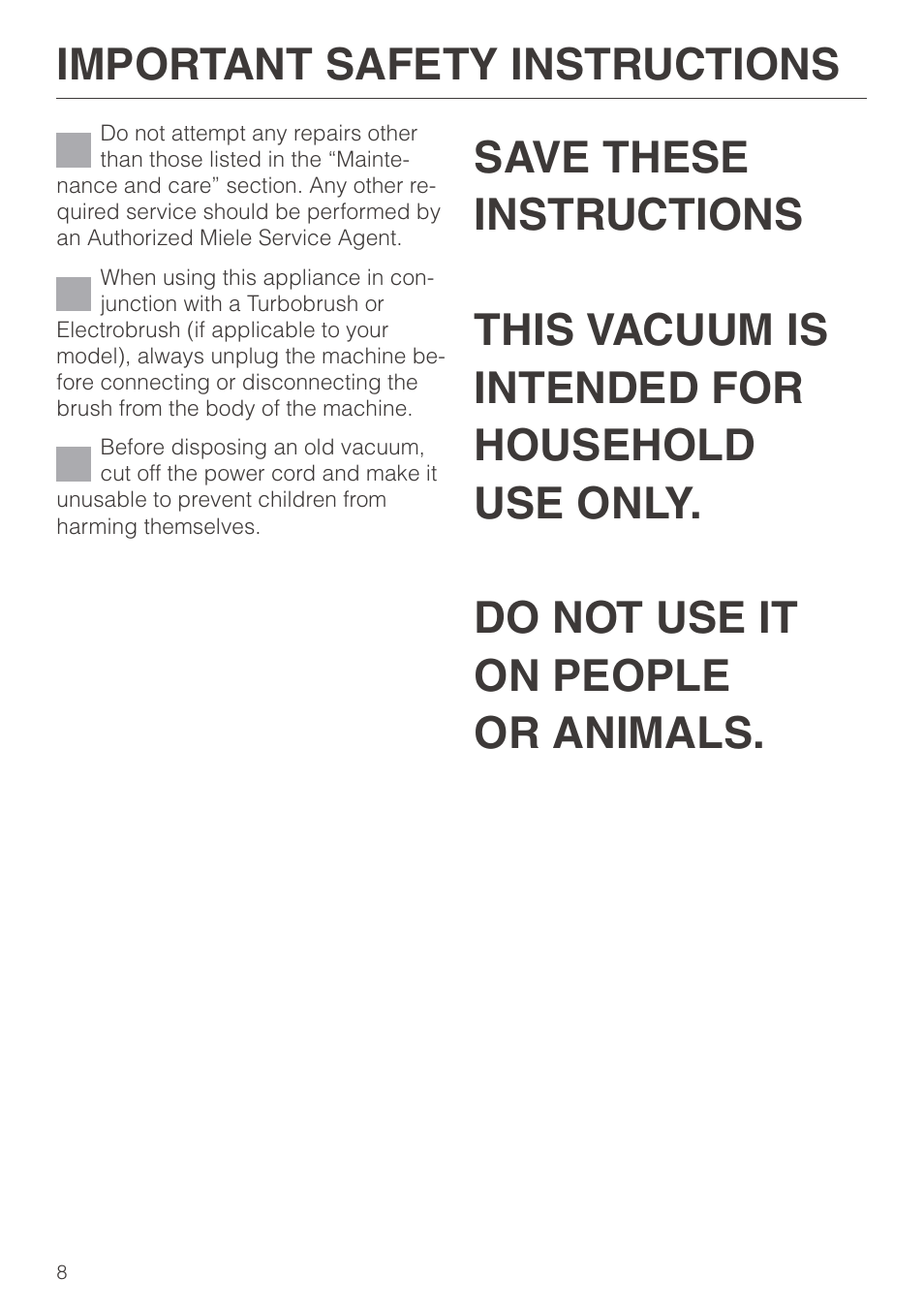 Miele S140 User Manual | Page 8 / 40