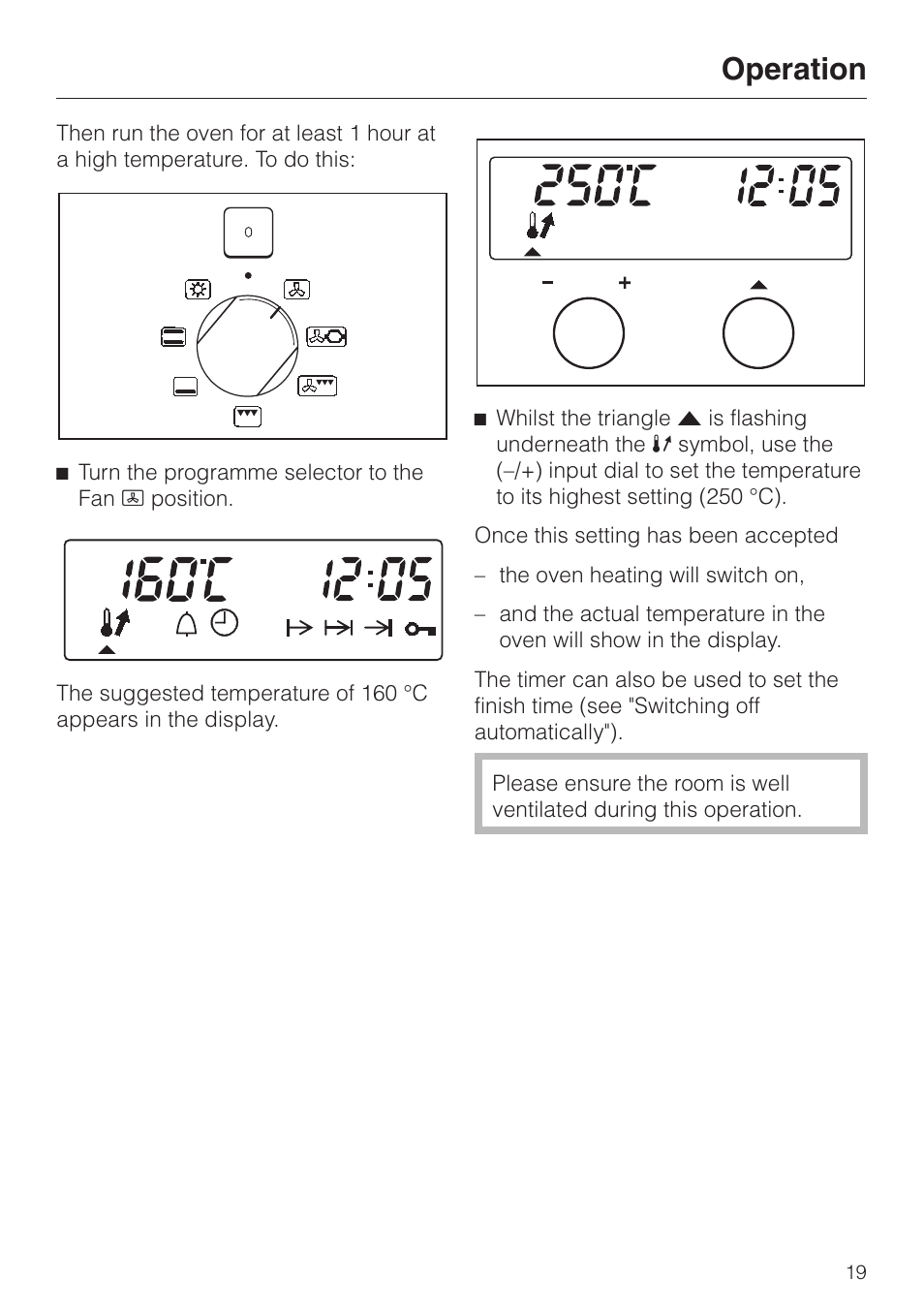 Operation | Miele H334B User Manual | Page 19 / 76