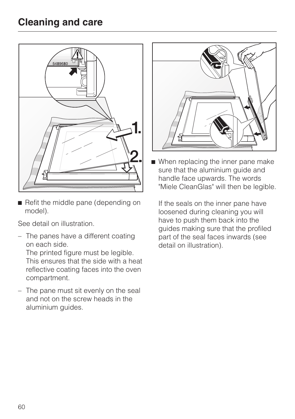 Cleaning and care | Miele H334B User Manual | Page 60 / 76